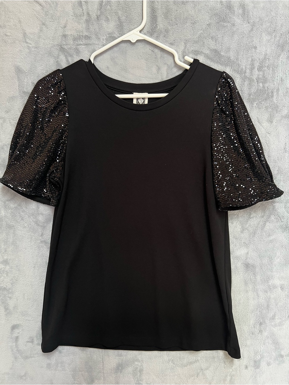Anne Klein shirt womens medium black glam party